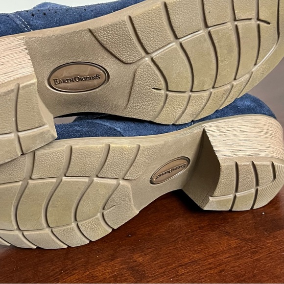 NWOT Earth Origins blue suede Amanda booties ankle boots comfortable casual 11W - Picture 7 of 8